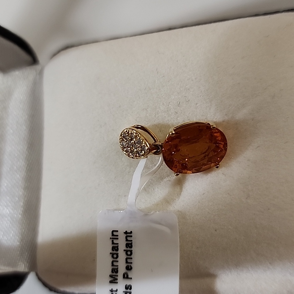 Mandarin Garnet and Diamond Pendant